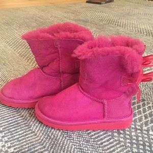 Pink Girls Uggs Size 10 with ribbons and bows